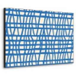 Ruitpatroon - Blauw - Crème Textielframe zwart klein 947 -3d