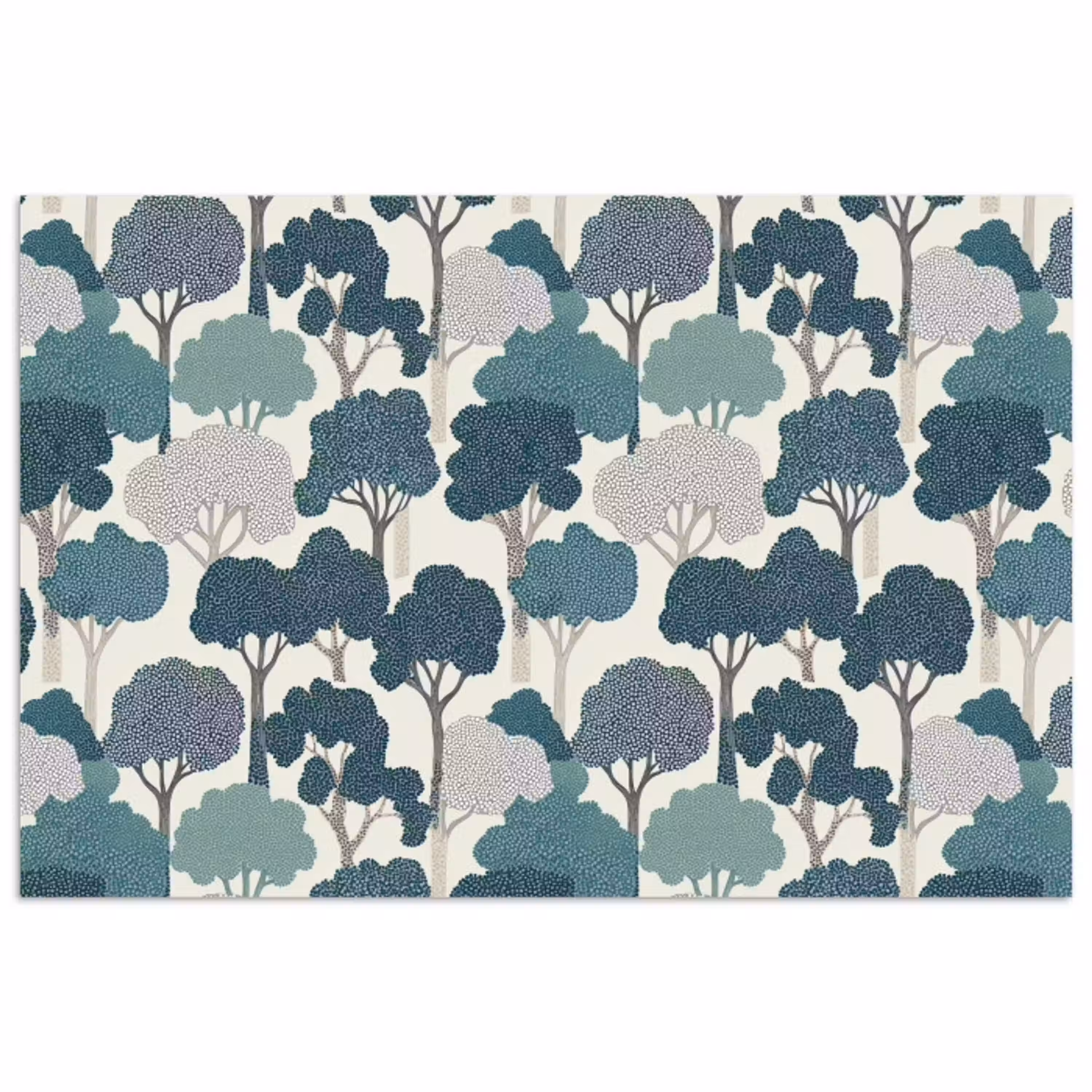 Modern - Bomen - Bos - Patroon - Blauw poster papier klein 62 -3d