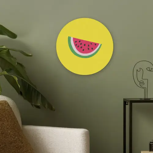 Fruit - Watermeloen - Geel Akoestische PET Vilt - Rond klein -sfeer2