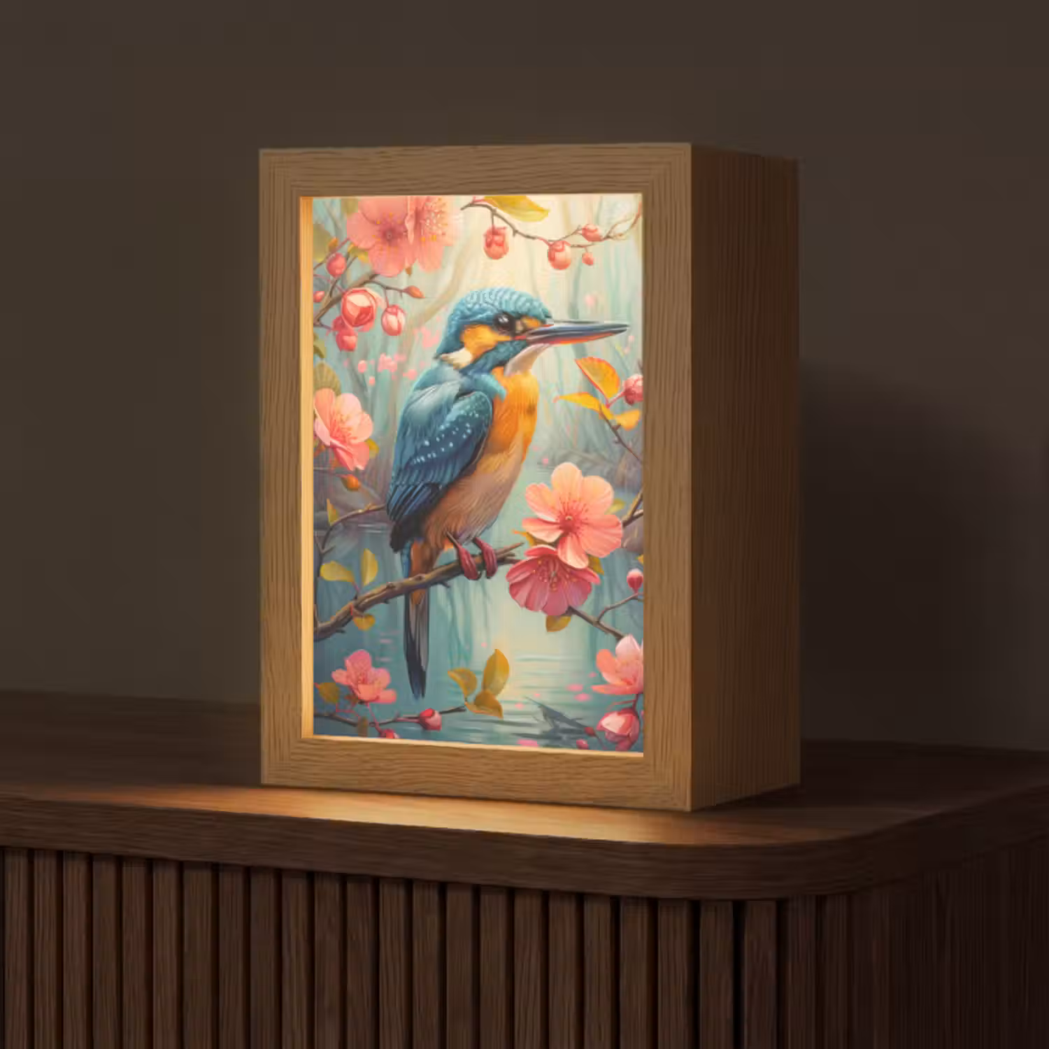 Tischlampe - Eisvogel - Blüte - Natur - Vögel - Blumen