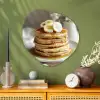 Pannenkoeken - Banaan - Siroop - Wit - Beige Wandcirkel Organisch Aluminium middel -sfeer2