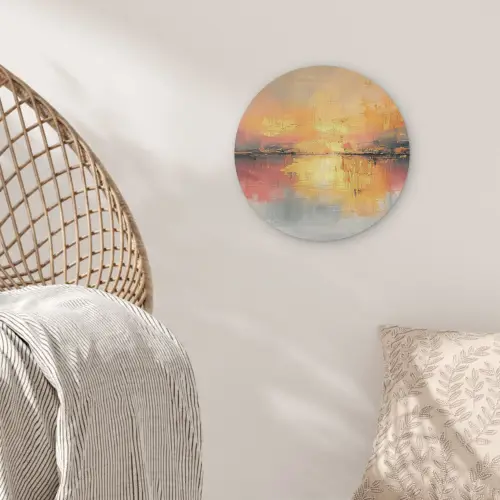 Modern - Abstract - Goud - Roze Akoestische PET Vilt - Rond klein -sfeer4