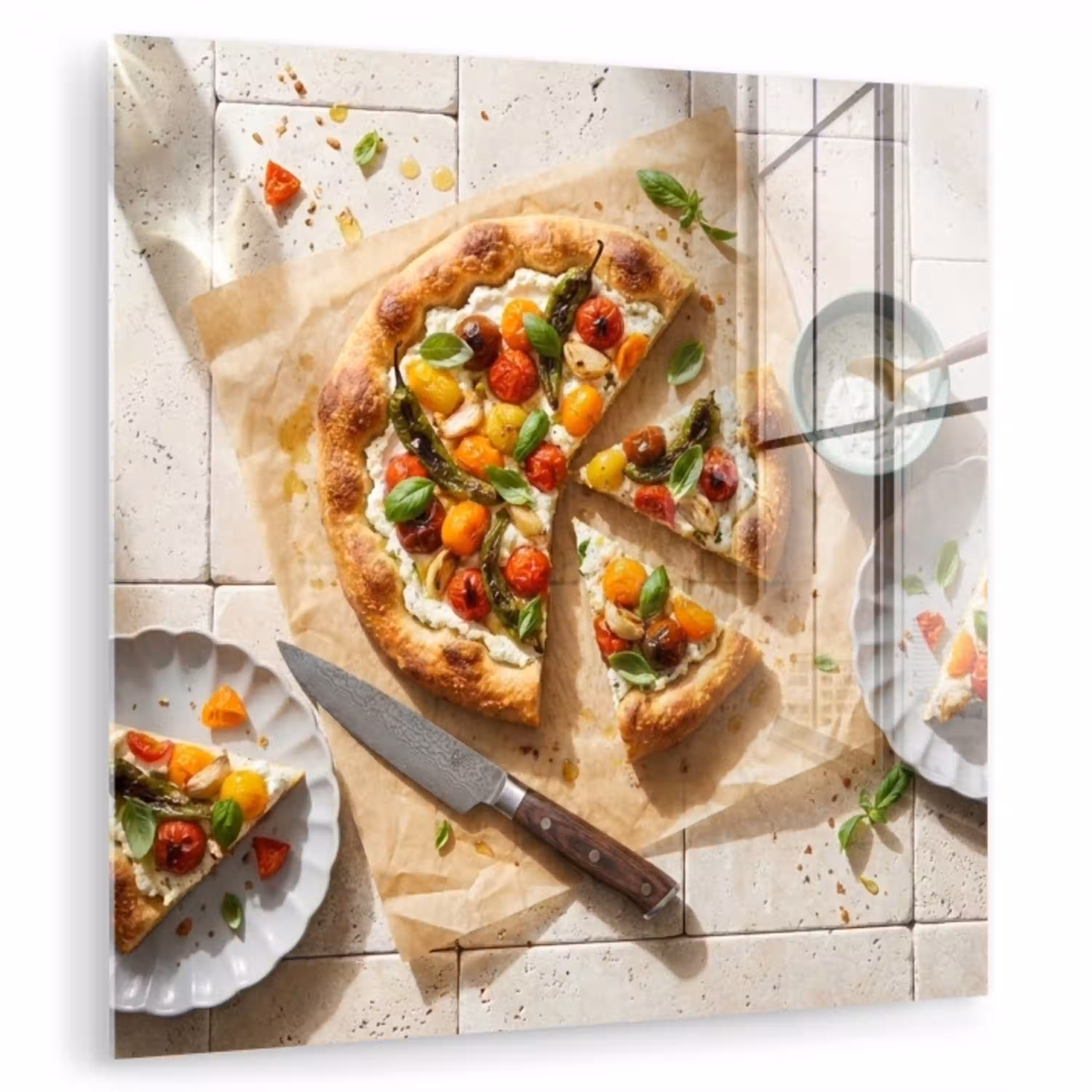 Eten - Tomaten - Basilicum - Maaltijd - Vers plexiglas 5mm klein -zzzproduct_nieuw