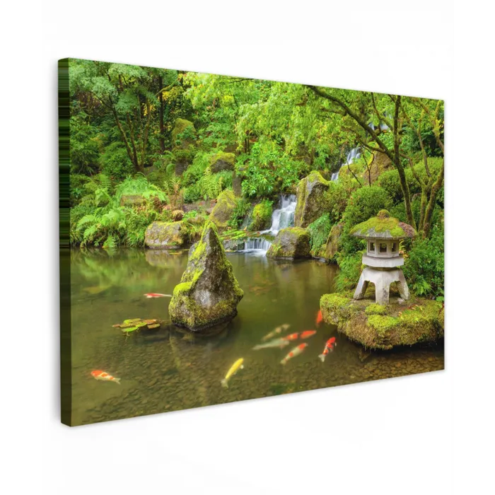 Rustige Japanse vijver Tuinposter op houten frame 2 cm dik klein -3d