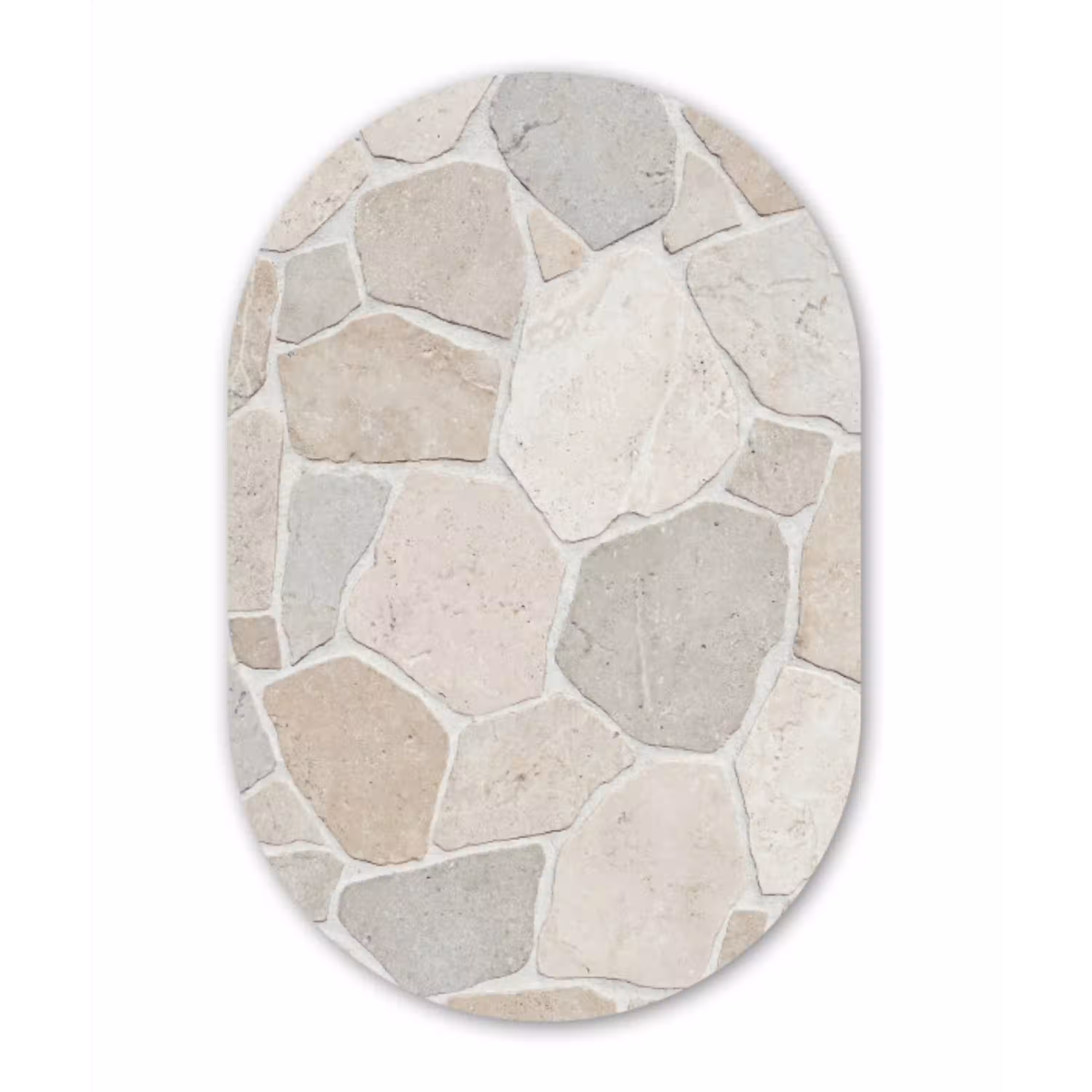Steen - Patroon - Textuur - Beige Wandcirkel Ovaal Aluminium middel -3d