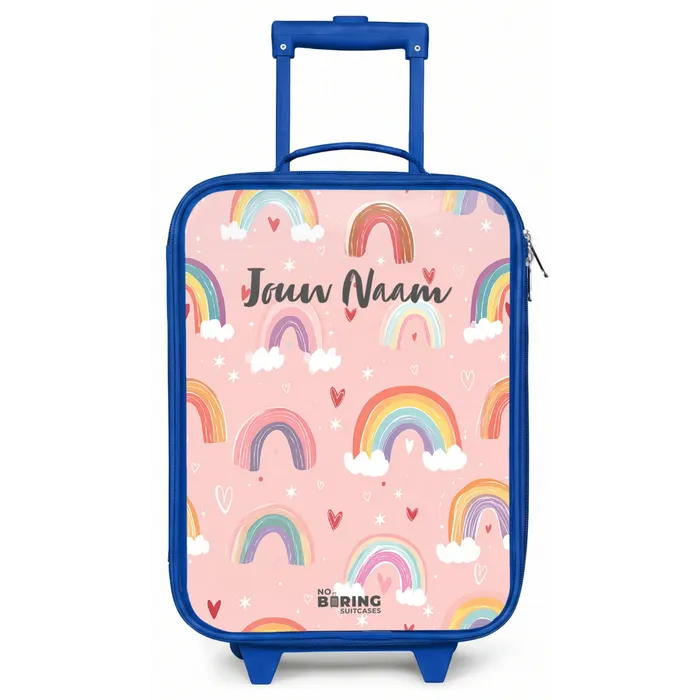 Regenbogen op een roze achtergrond Kinderkoffer - Blauw klein -zz3dotto