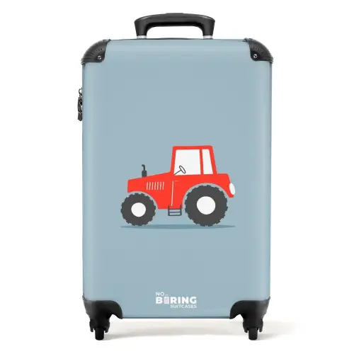 Rode trekker blauwe achtergrond Koffer - NBS - Handbagage middel -productfoto_recht