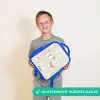 Vlinder patroon in zachte oranje en rode tinten Kinderrugzak - Blauw middel -sfeer1_NL