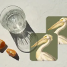 Pelikaan - Wit - Vogel - Klassiek - Natuur onderzetter kurk middel -sfeer4