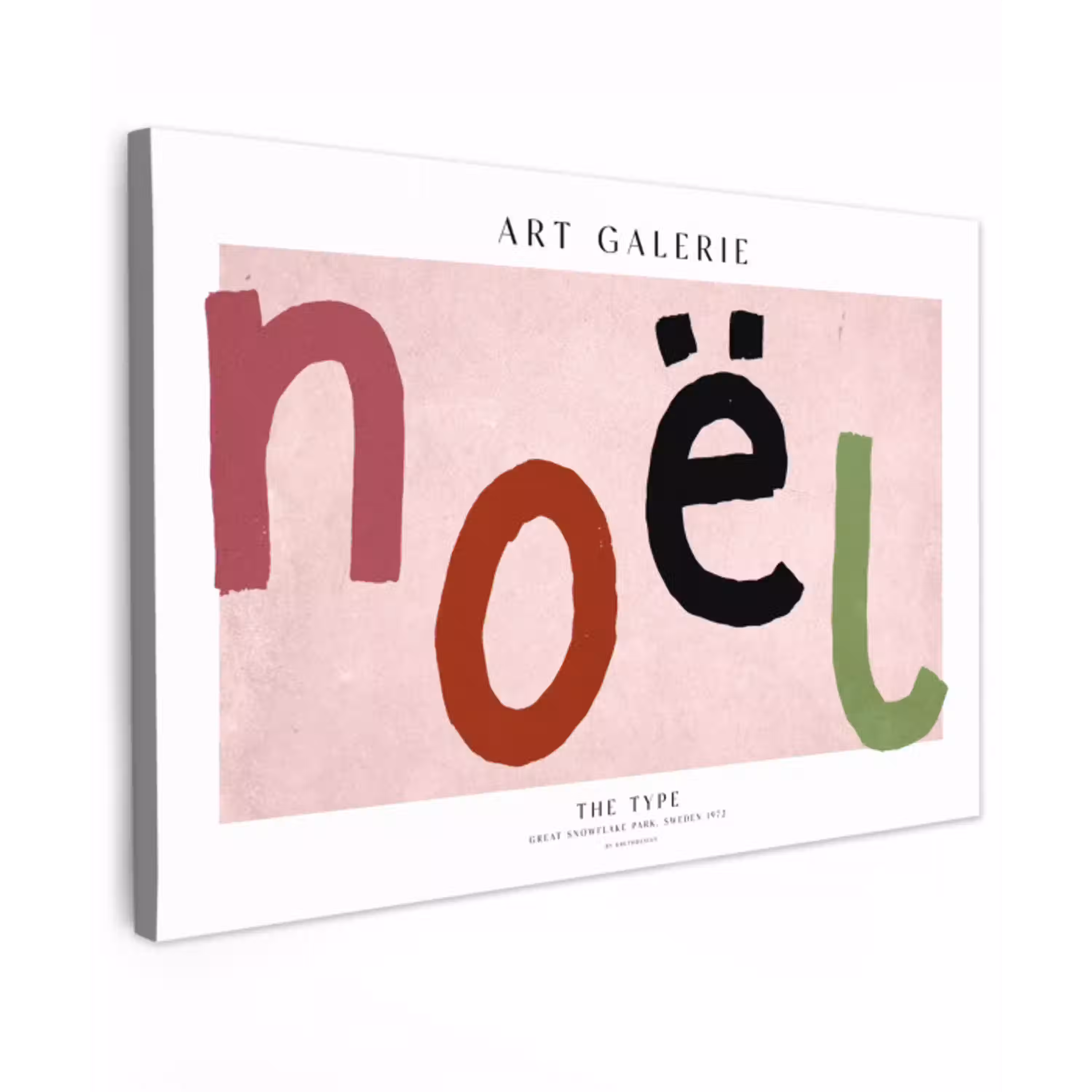 Kerstmis - Pastel - Noël - Roze Tuinposter op houten frame 2 cm dik klein -3d