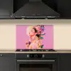 Vrouw - Bloemen - Paars - Abstract keuken achterwand spatscherm klein -sfeer1