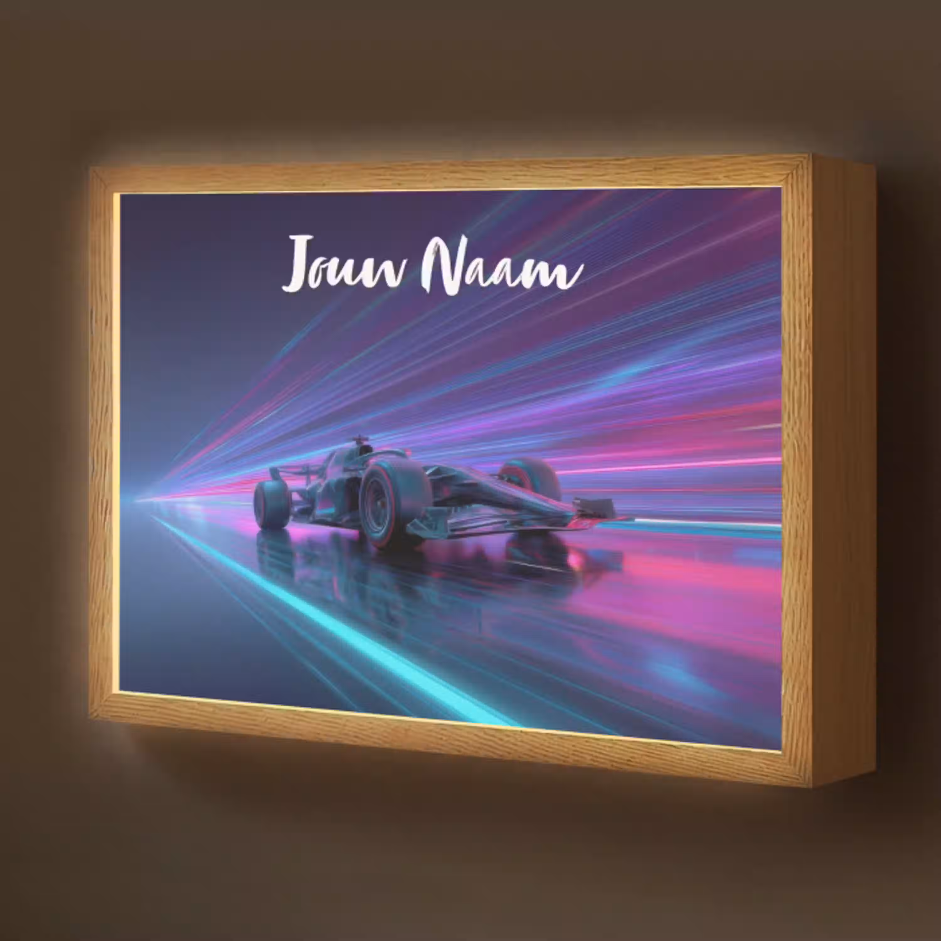 Lichtstralen - Neon - Racewagen - Paars Light Box met batterij (Wandlamp kind) middel -z3d_website