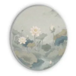 Lotus - Bloemen - Groen Akoestische PET Vilt - Rond klein -3d