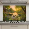 Eenden - Vijver - Bloemen keuken achterwand spatscherm klein -3d_website