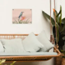 Vogel - Bloem - Natuur - Roze tuinposter los doek klein -sfeer7