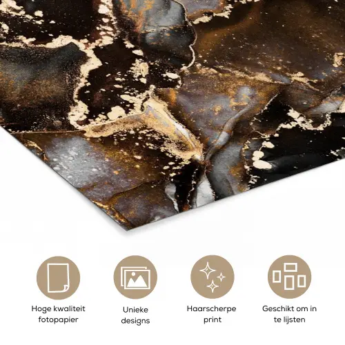 Marmer - Goud - Glitter - Luxe poster papier klein -closeup_NL
