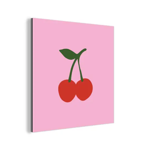Kersen - Roze - Illustratie aluminium wit klein -3d