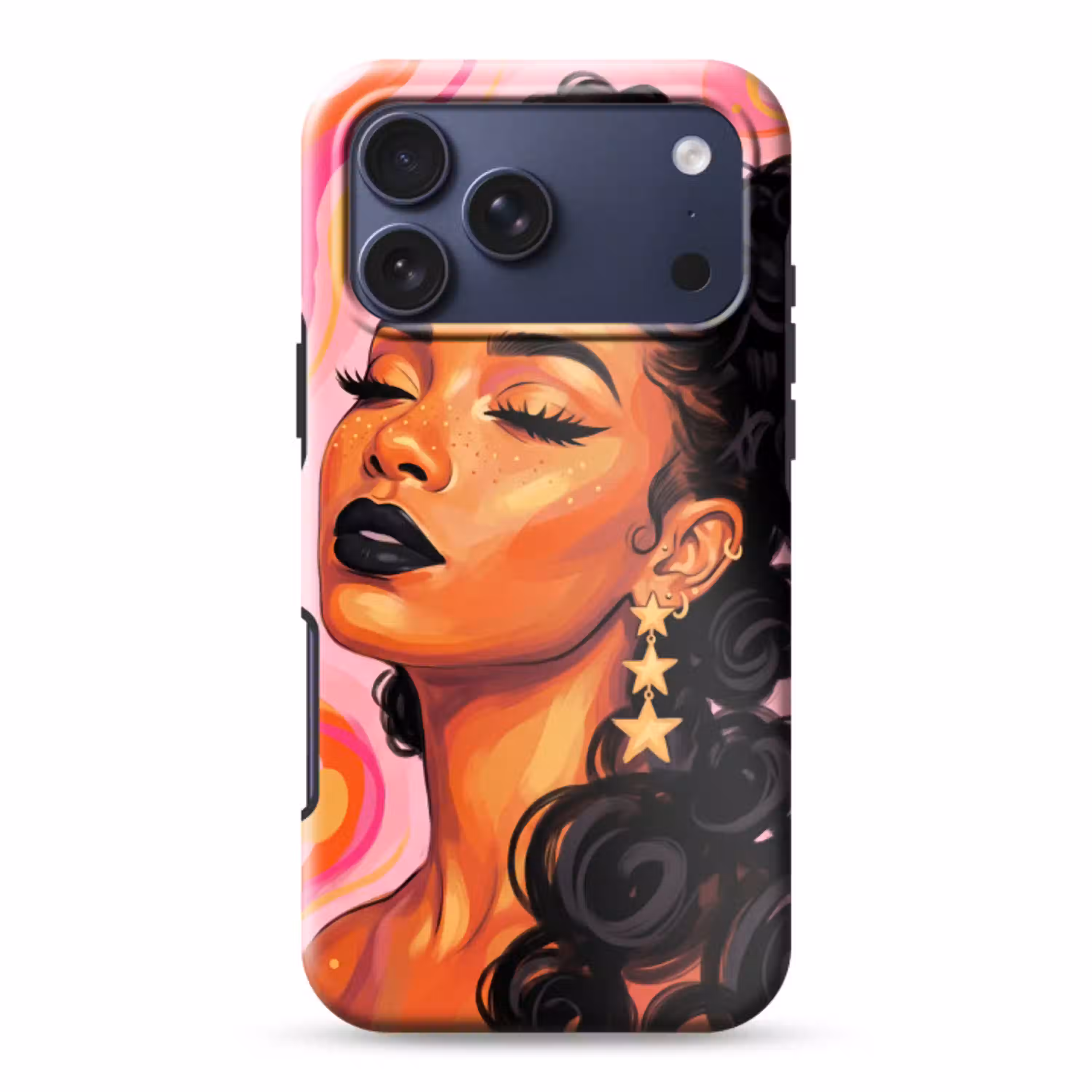 Vrouw - Portret - Abstract - Kleurrijk - Roze Toughcase MagSafe Apple iPhone 17 Pro Max klein -3d