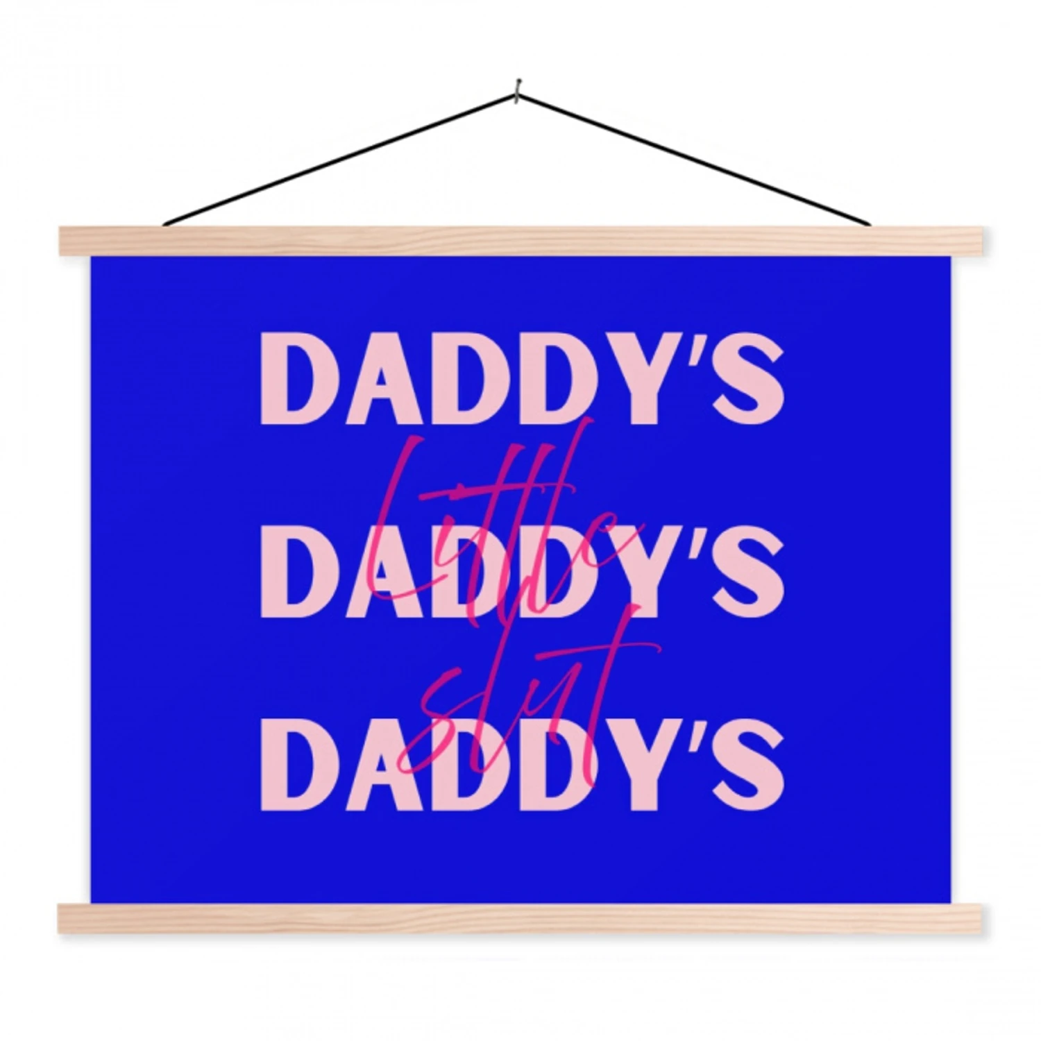 Blauw - Daddy's - Blokletters textielposter latten blank klein -3d