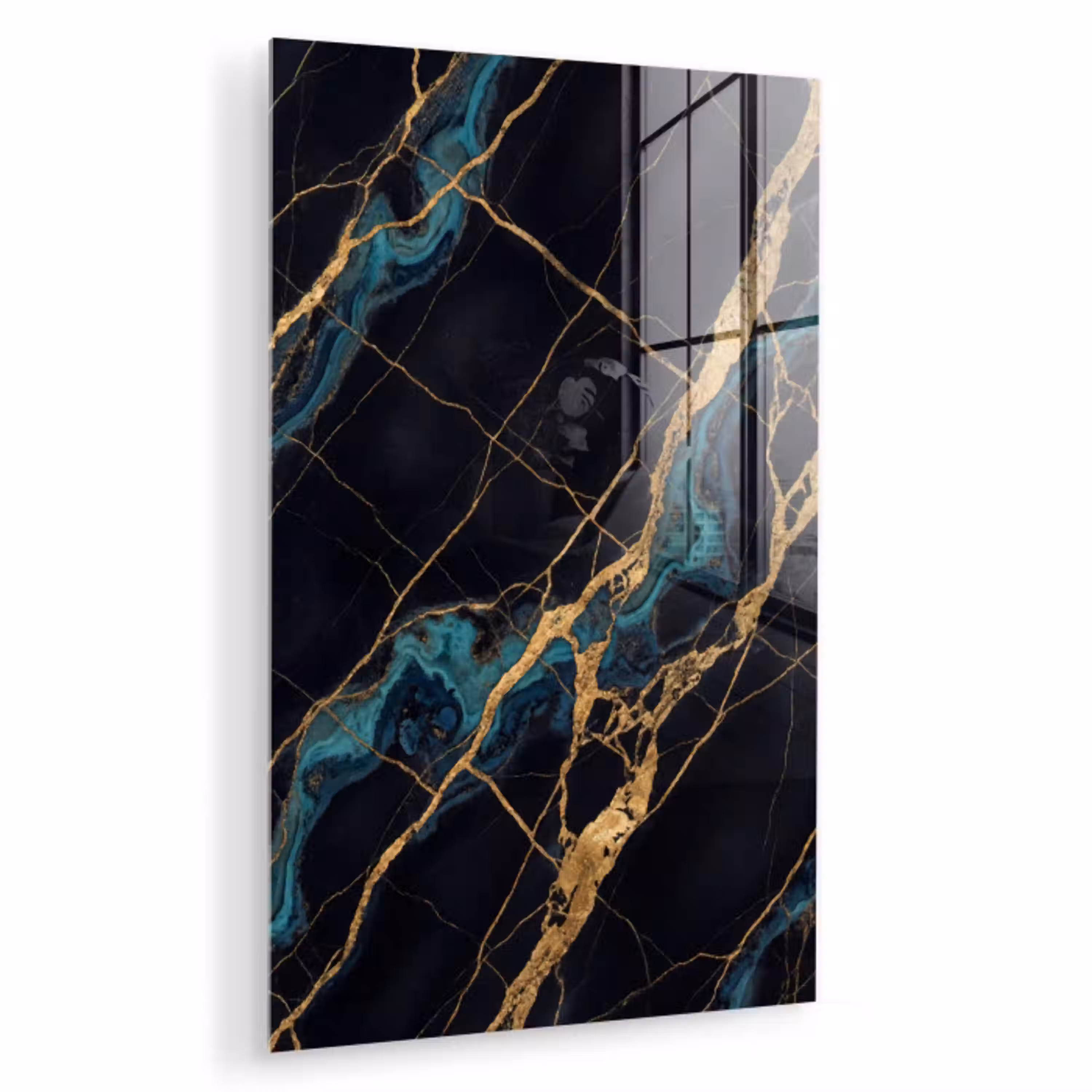 Abstract - Gouden lijnen - Kunst - Modern - Zwart plexiglas 5mm klein -zzzproduct_nieuw