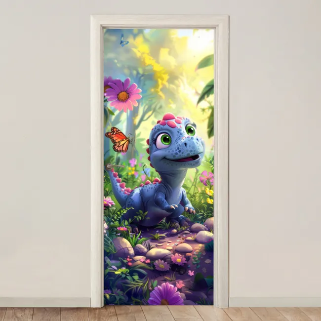 Deursticker - Dino - Paars - Baby - Dinosaurus