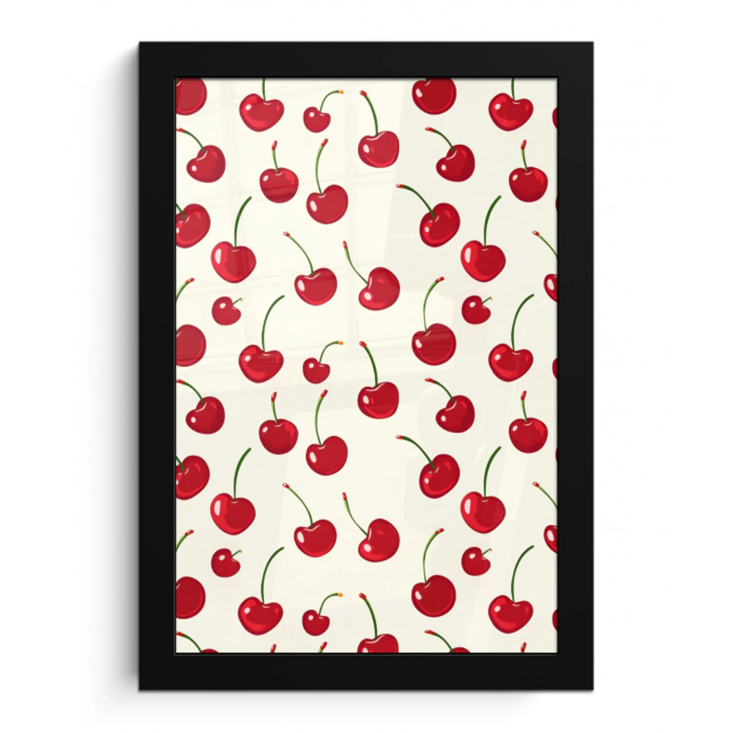 Kersen - Minimalistisch - Rood fotolijst zwart zonder passe partout klein 224 -3d