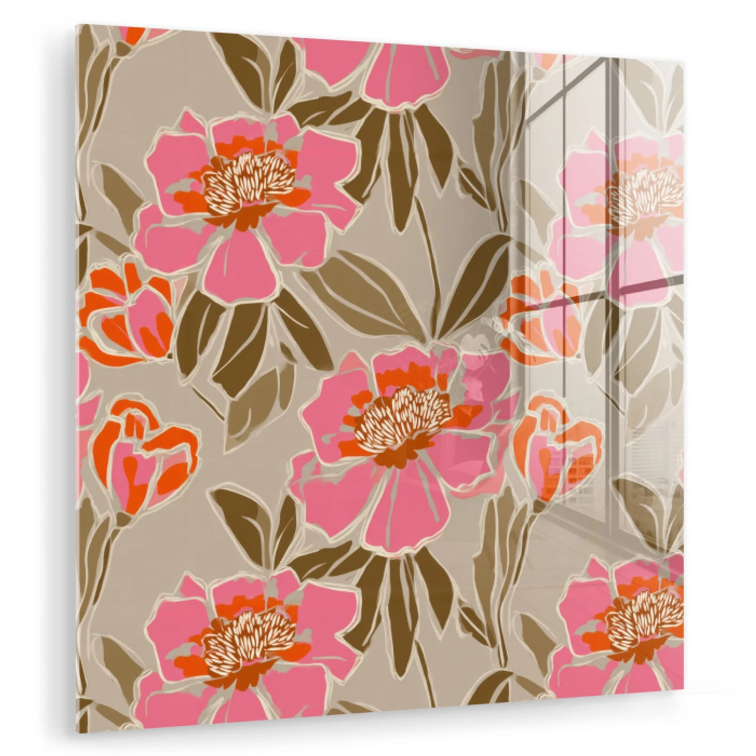 Pioenrozen - Patroon - Roze plexiglas 5mm klein 11 -zzzproduct_nieuw