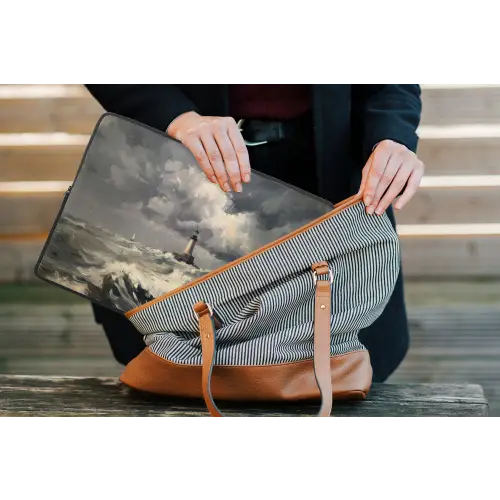 Vuurtoren - Golven - Storm laptophoes neopreen klein -tas
