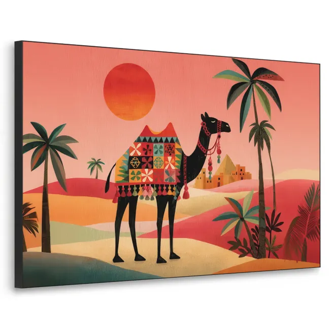 Art frame - Kameel - Gekleurd tapijt - Duinen - Rode zon