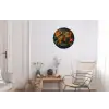 Wereldkaart - Kruiden - Levendige kleuren Wandcirkel aluminium klein -woonkamer