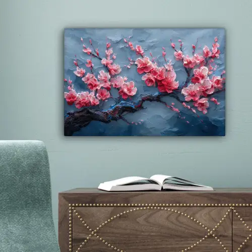 Bloesem - Bloem - Roze - Tak canvas 2cm klein -sfeer4