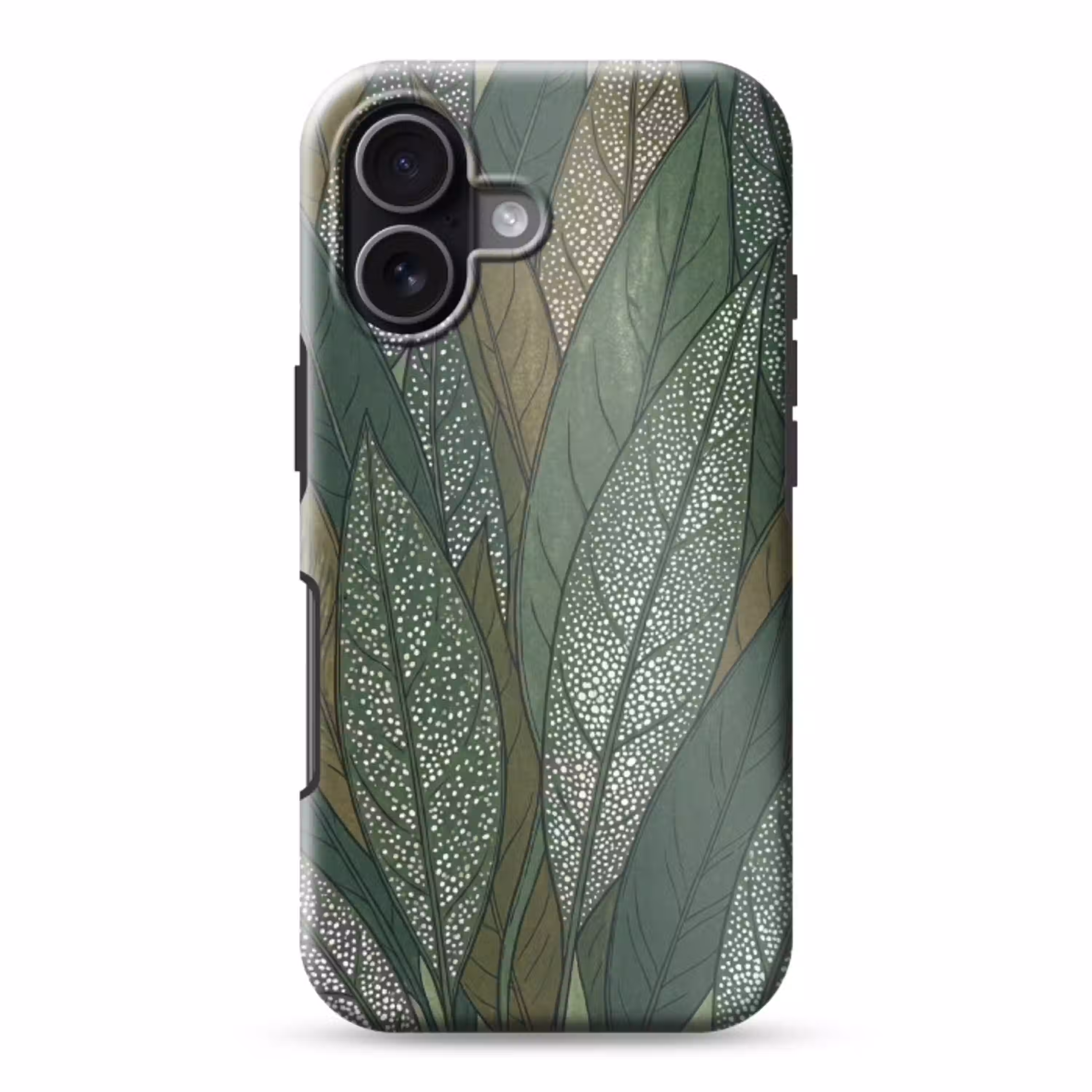 Bladeren - Patroon - Gestippeld - Natuur - Groen Toughcase MagSafe Apple iPhone 17 klein -3d