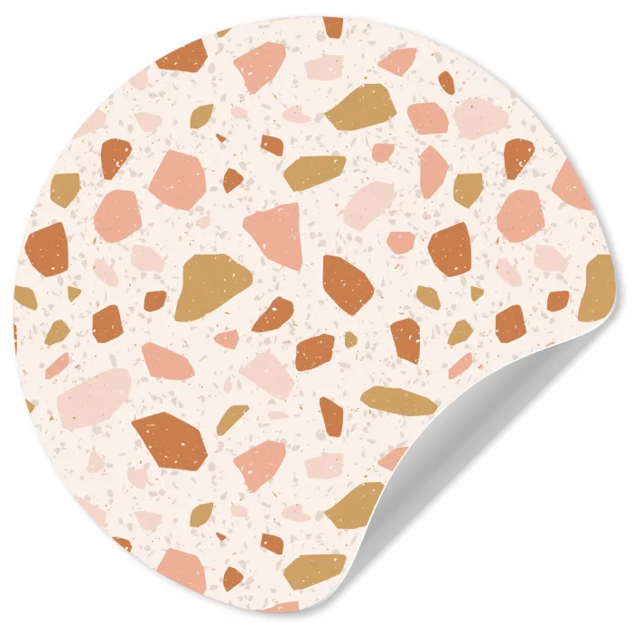 Terrazzo -  Patroon - Kleurrijk - Zalm Wandcirkel behangsticker klein 186 -3d