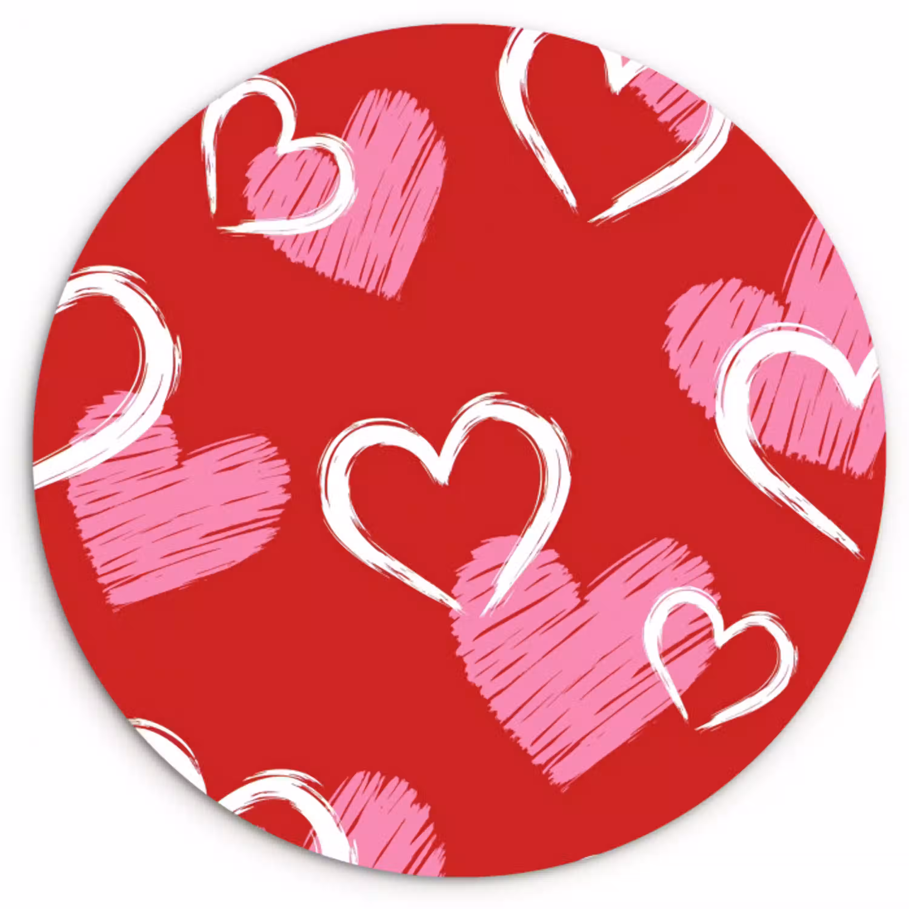 Patroon - Hartjes - Roze - Valentijn Wandcirkel kunststof plaat 5mm dik klein -3d