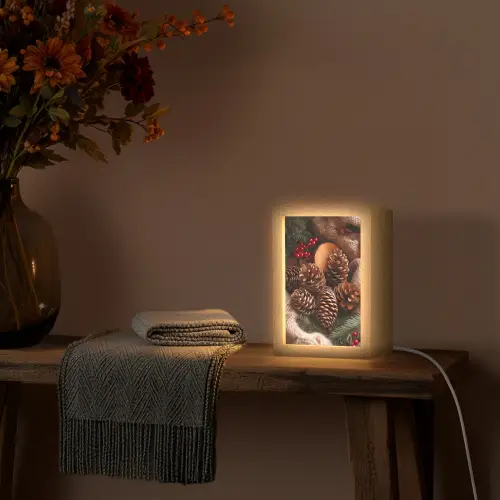 Dennenappels - Boom - Winter - Natuur - Bruin Light Box met kabel (Tafellamp) klein -sfeer4