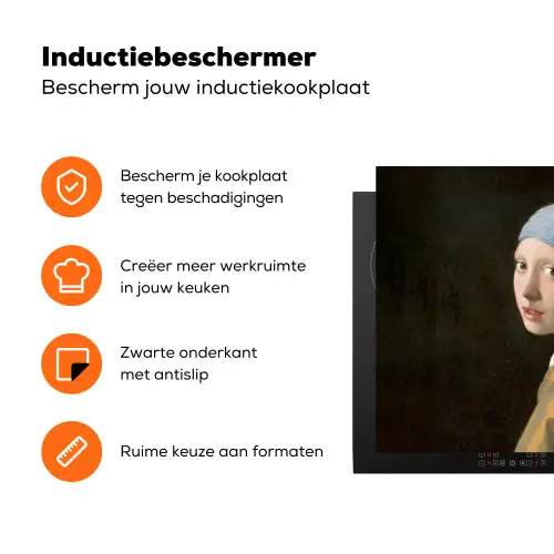 Meisje met de parel - Schilderij - Oude meesters - Vermeer Inductie beschermer vinyl 3mm klein -zzzzzzz-td-ups