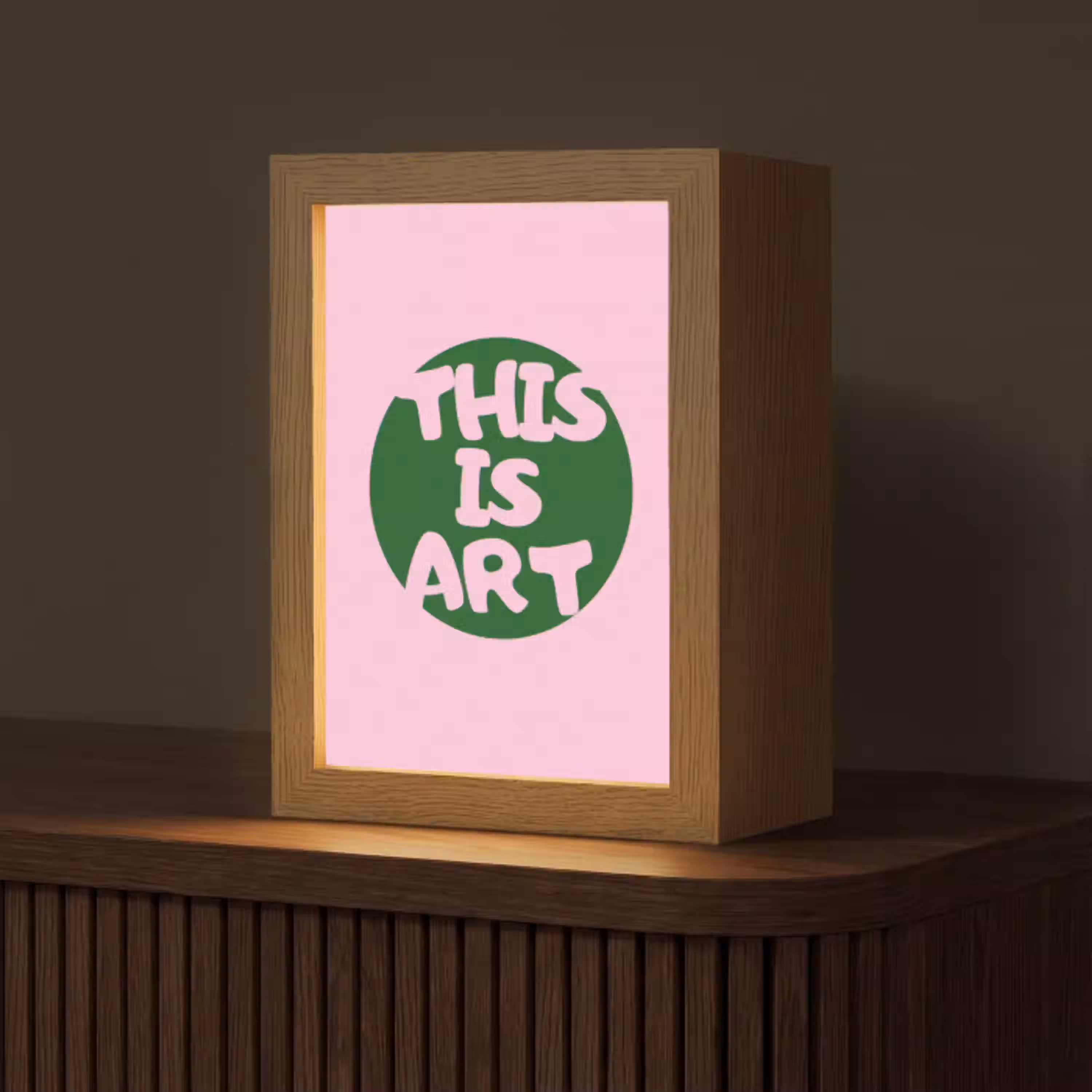 This is art - Tekst - Cirkel - Groen Light Box met kabel (Tafellamp) klein -z3d_website
