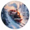 Kersttrein - Sneeuw - Winter - Kerst Wandcirkel kunststof plaat 5mm dik klein -3d