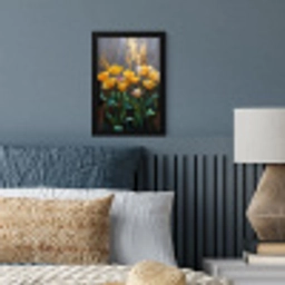 Tulpen - Geel - Penseelstreken - Abstract fotolijst zwart zonder passe partout klein -sfeer3