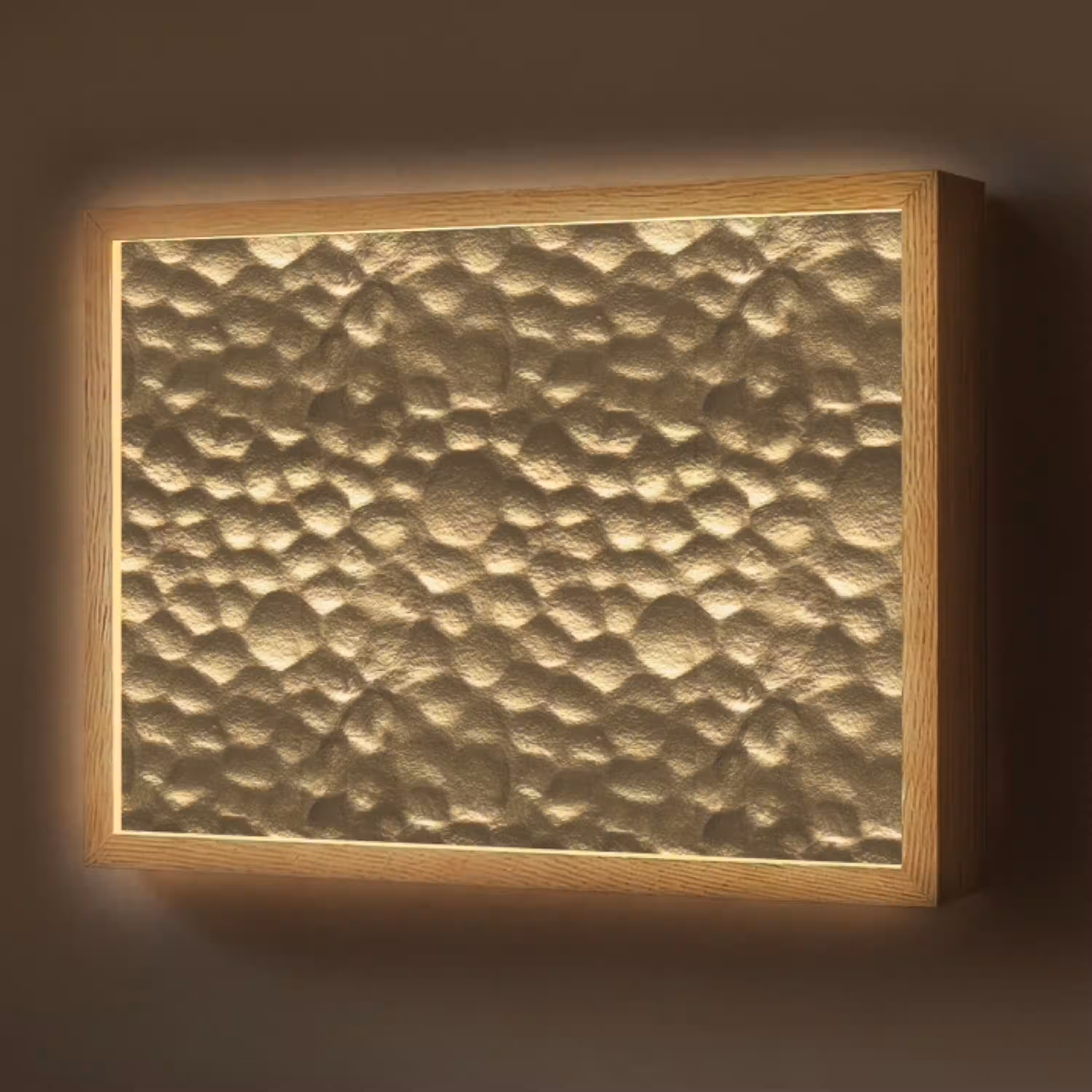 Gehamerd - Reliëf - Textuur - Bronsgoud Light Box met batterij (Wandlamp) middel 907 -z3d_website