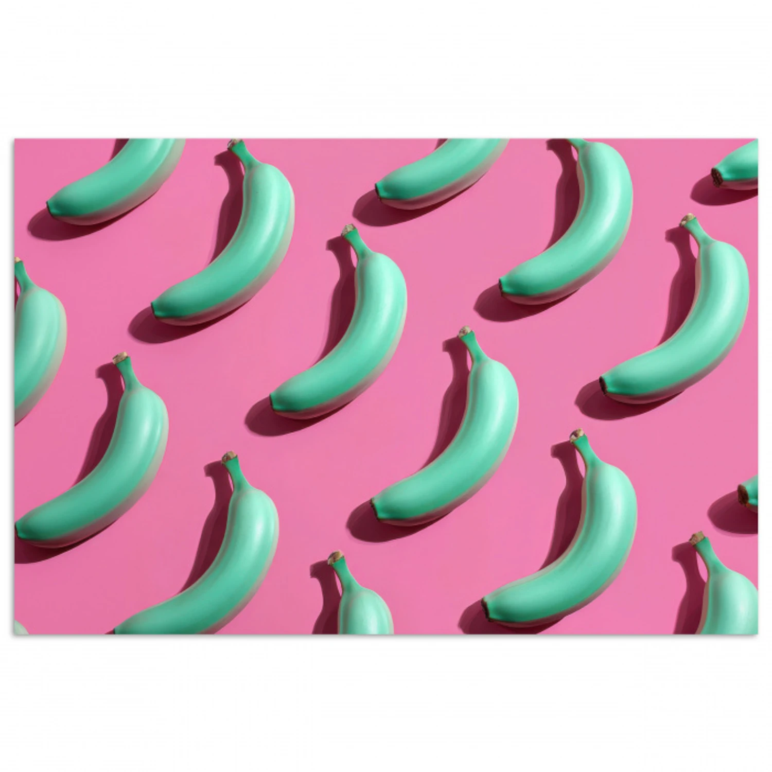 Bananen - Patroon - Blauw - Roze poster papier klein -3d