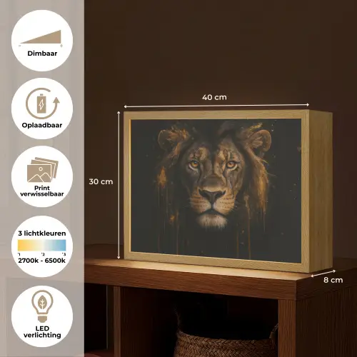 Leeuw - Goud - Druppels Light Box met batterij (Wandlamp) middel -USP_websiteoverzichtNL