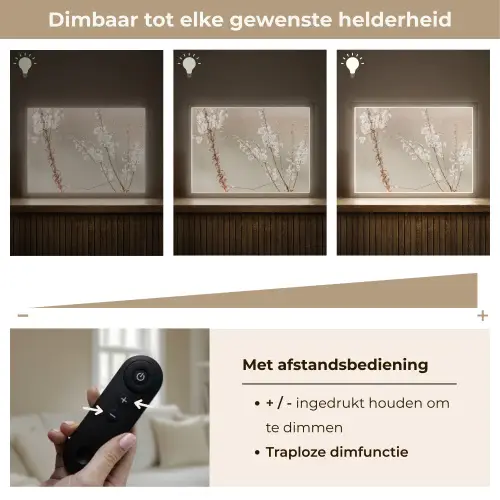 Bloemen - Wit - Planten Light Box met batterij (Wandlamp) middel -USP_dimbaarNL