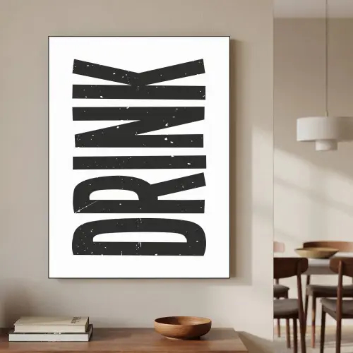 Drink - Zwart - Wit - Decoratie Textielframe zwart klein -sfeer2