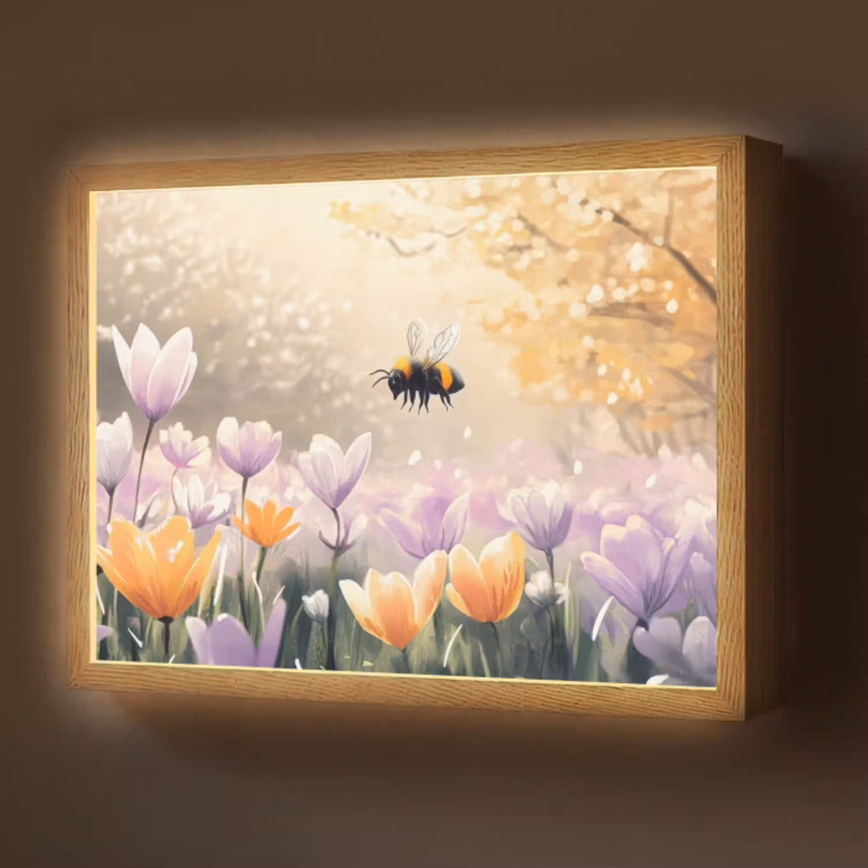 Viooltjes - bij - Zonlicht Light Box met batterij (Wandlamp) middel -z3d_website