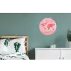 Wereldkaart - Roze - Vaag Wandcirkel aluminium klein -slaapkamer