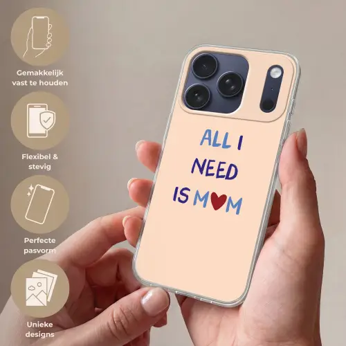 Moeder - Tekst - Hartje - Rood Telefoonhoesje iPhone 17 Pro klein -sfeer3_NL