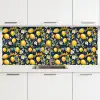 Citroenen - Bloemen - Bladeren - Blauw keuken achterwand 2 middel 871 -3d