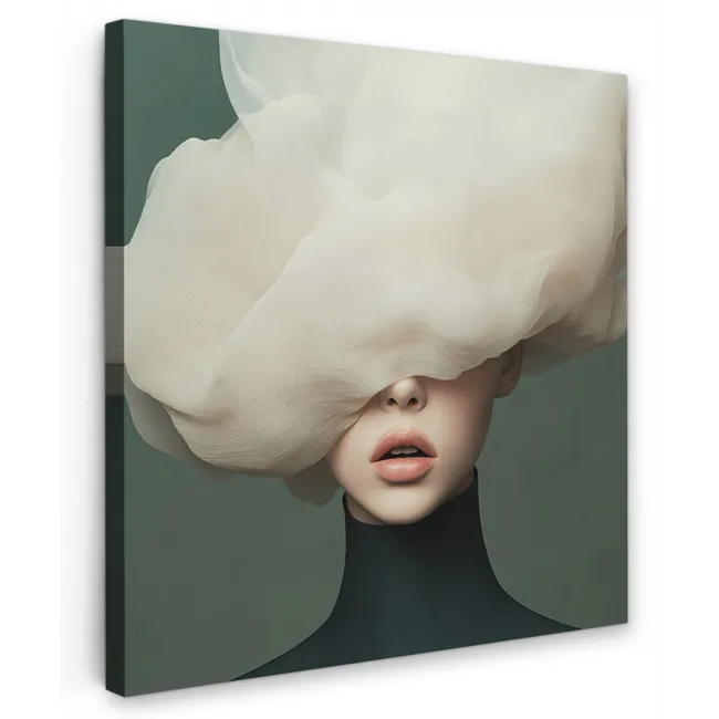 Hoed - Vrouw - Beige Tuinposter op houten frame 2 cm dik klein -3d