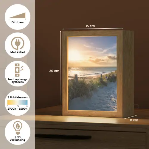 Zonsondergang - Strand - Duin - Gras - Bank Light Box met kabel (Tafellamp) klein -USP_NL